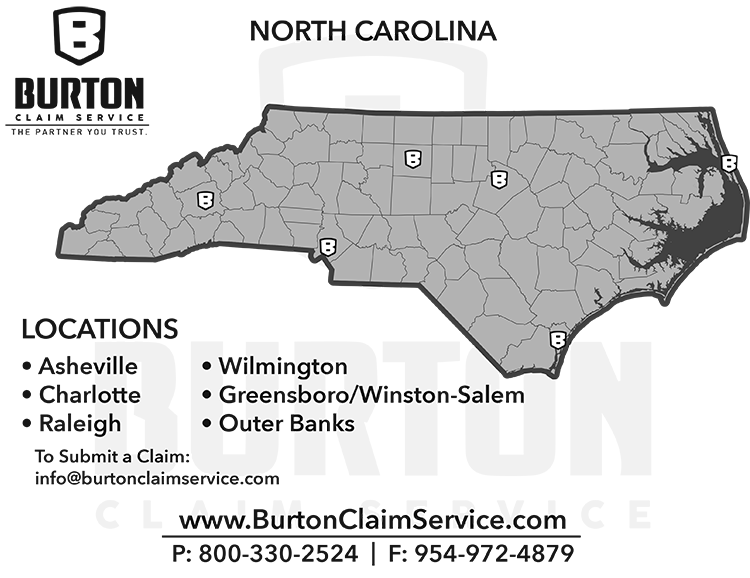 North Carolina Coverage Map | Burton Claim Services